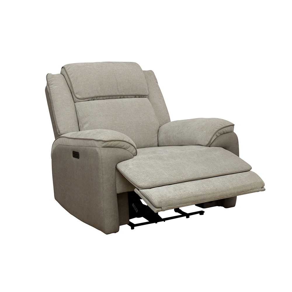 Vervel Fabric Electric Recliner 1 Seater Sofa in Soft Grey