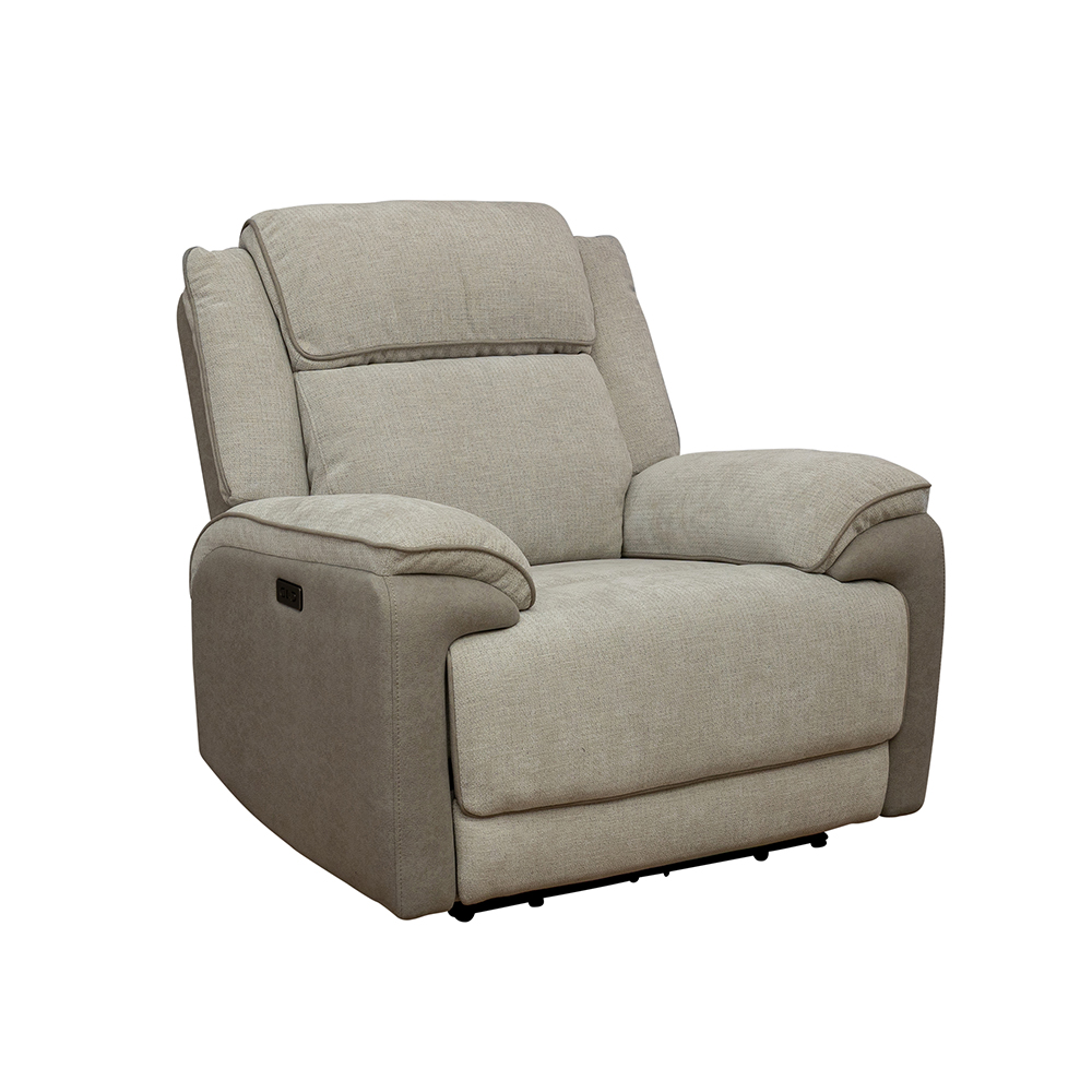 Vervel Fabric Electric Recliner 1 Seater Sofa in Soft Grey