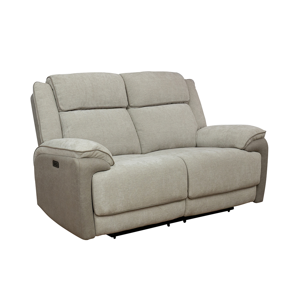 Vervel Fabric Electric Recliner 2 Seater Sofa in Soft Grey