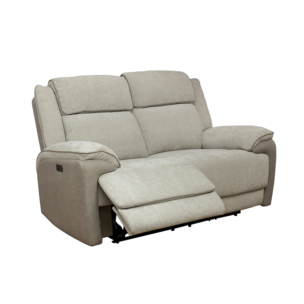 Vervel Fabric Electric Recliner 2 Seater Sofa in Soft Grey