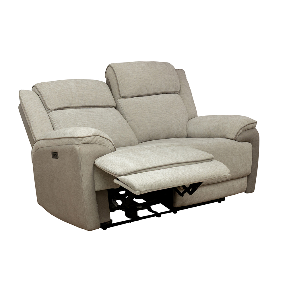Vervel Fabric Electric Recliner 2 Seater Sofa in Soft Grey