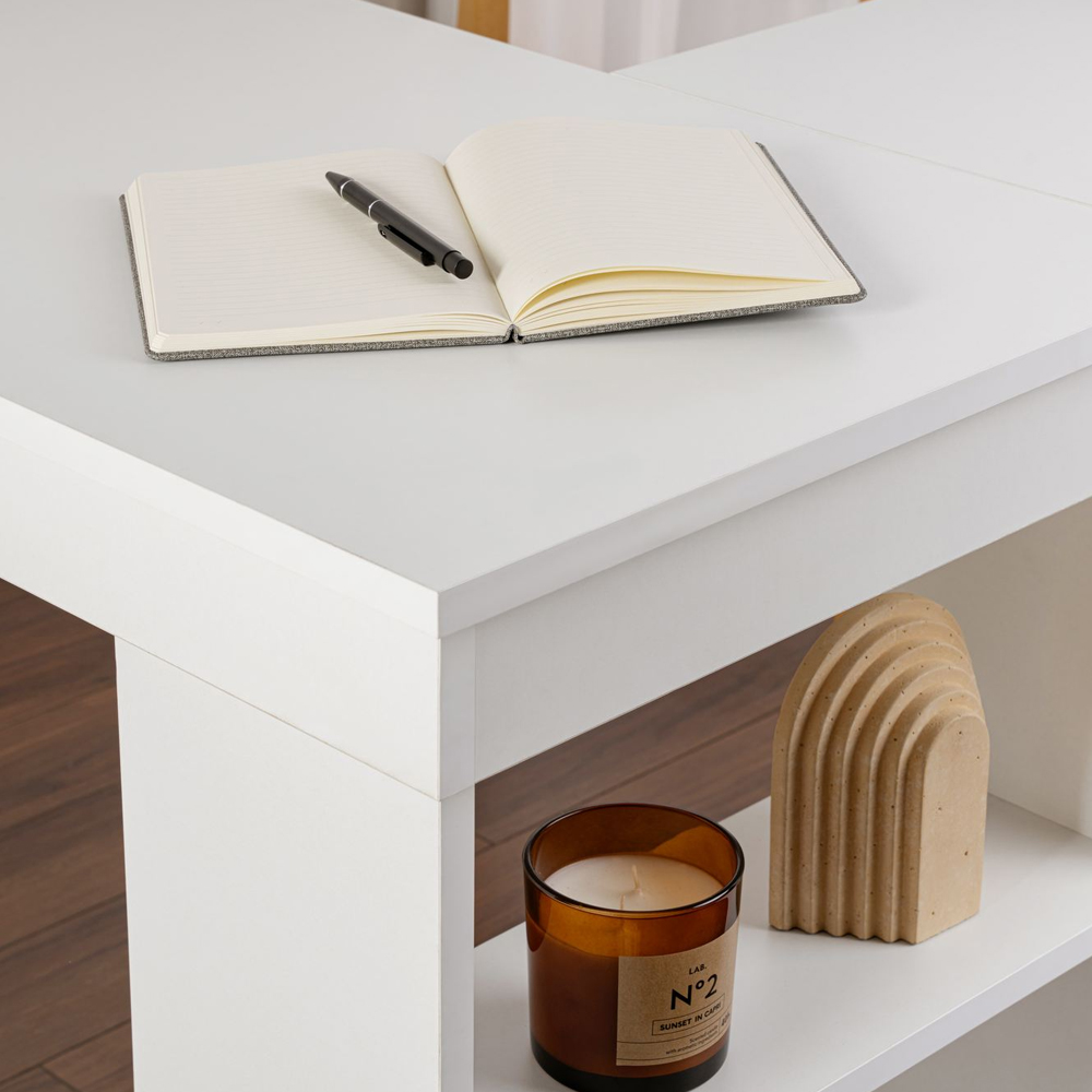 Vespen Corner Wooden Computer Desk in Natural White