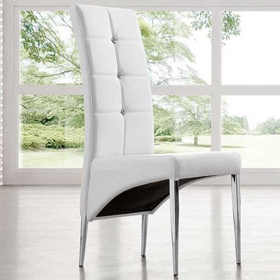 Vesta Studded Faux Leather Dining Chair In White