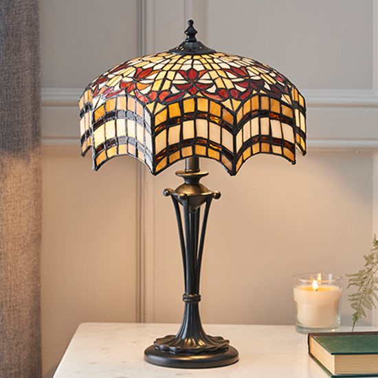 Vesta Small Tiffany Glass Table Lamp In Dark Bronze_1