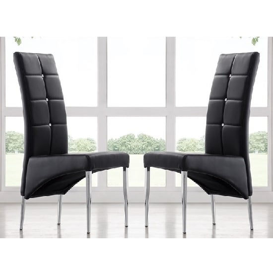 Read more about Vesta studded black faux leather dining chairs in pair