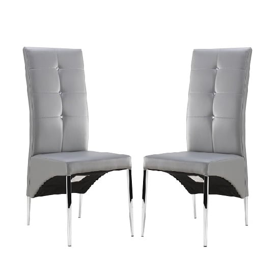 Read more about Vesta studded grey faux leather dining chairs in pair