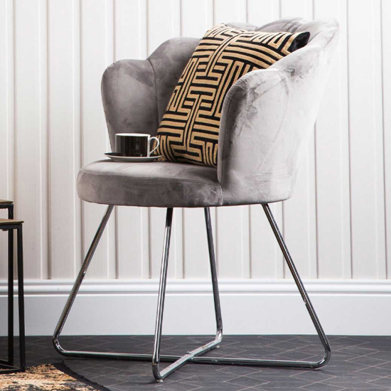 Product photograph of Vestal Fabric Accent Chair Ariel Shell Back In Silver from Furniture in Fashion