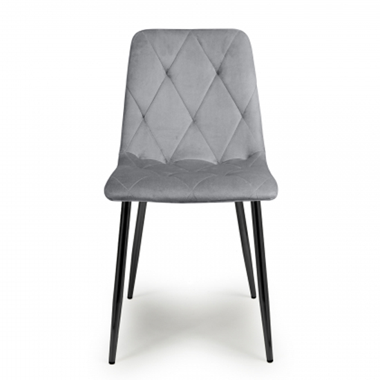 Vestal Grey Velvet Dining Chairs With Black Legs In Pair