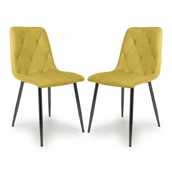 Product photograph of Vestal Mustard Brushed Velvet Dining Chairs In Pair from Furniture in Fashion