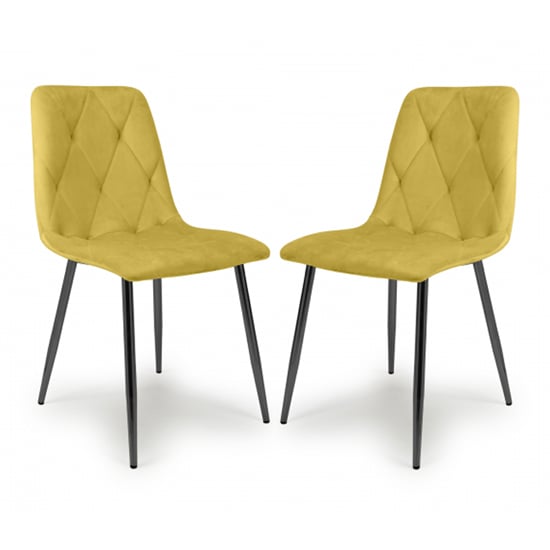 Vestal Mustard Brushed Velvet Dining Chairs In Pair