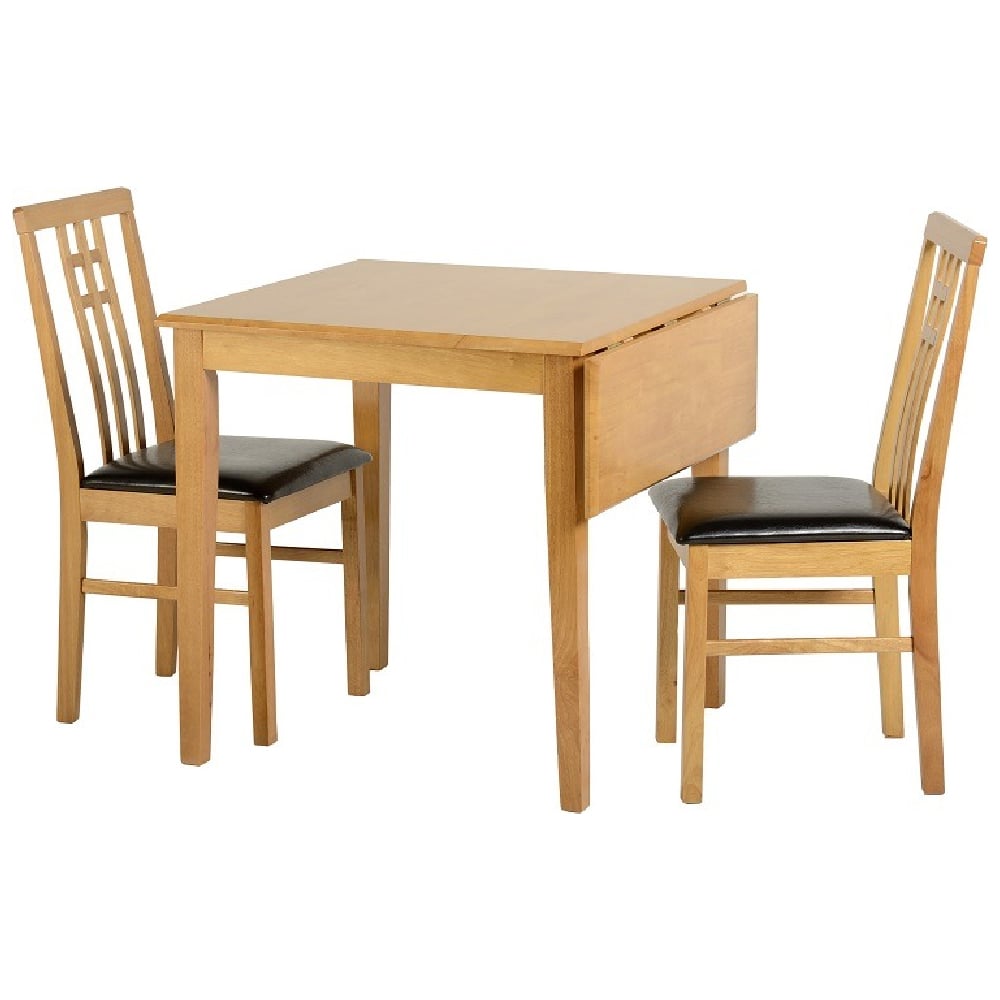 Read more about Vestal oak wooden drop leaf dining table with 2 chairs