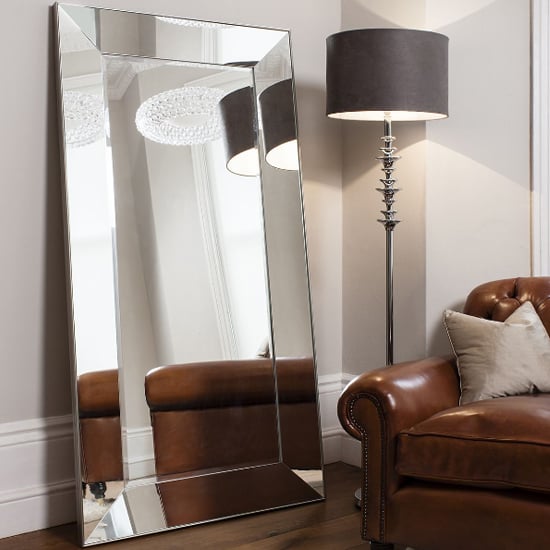 Product photograph of Vestal Rectangular Leaner Mirror In Silver Frame from Furniture in Fashion
