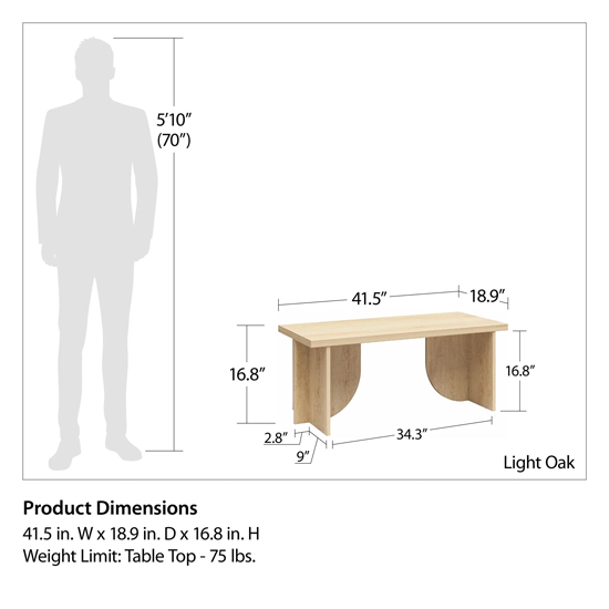 Vestal Wooden Coffee Table Rectangular In Light Oak