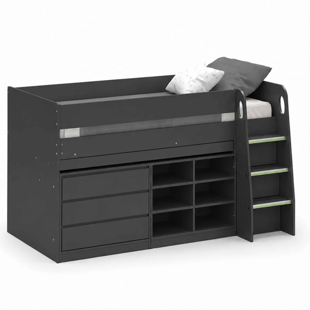Vestal Wooden Midsleeper Bed with Storage in Anthracite