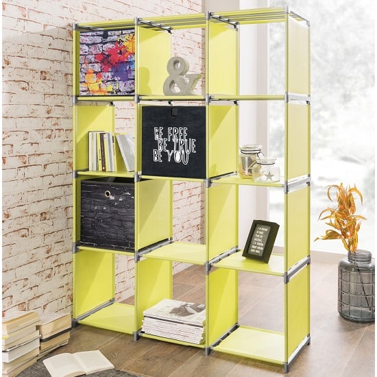 Vetra Shelving Unit In Apple Green With 12 Compartments_1