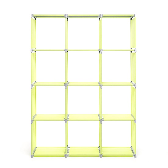 Vetra Shelving Unit In Apple Green With 12 Compartments_3