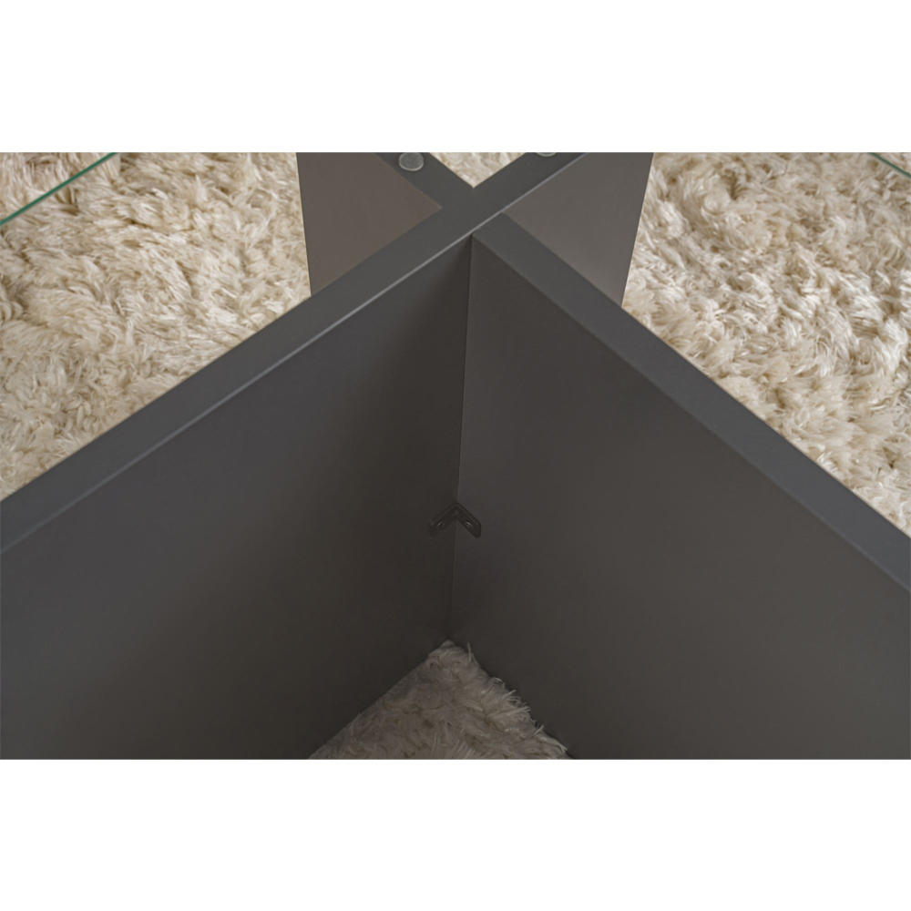 Vetrio Rectangular Clear Glass Coffee Table with Anthracite Wooden Base
