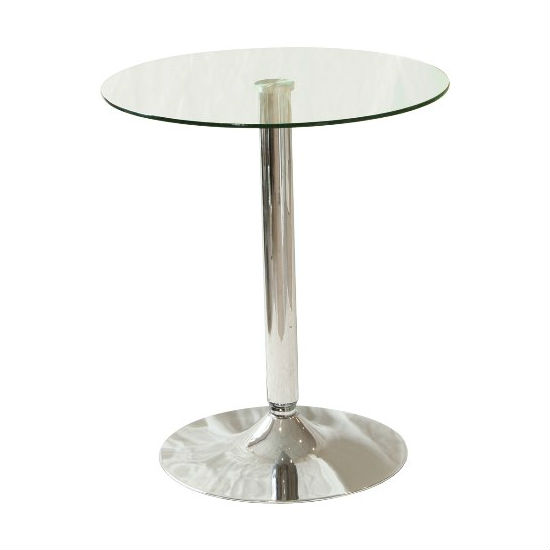 Vetro Round Clear Glass Top Bar Table With Chrome Base