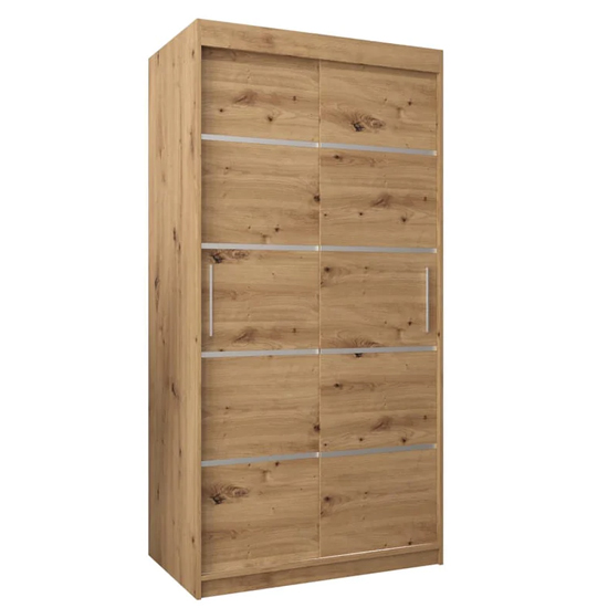 Vevey I Wooden Wardrobe 2 Sliding Doors 100cm In Artisan Oak