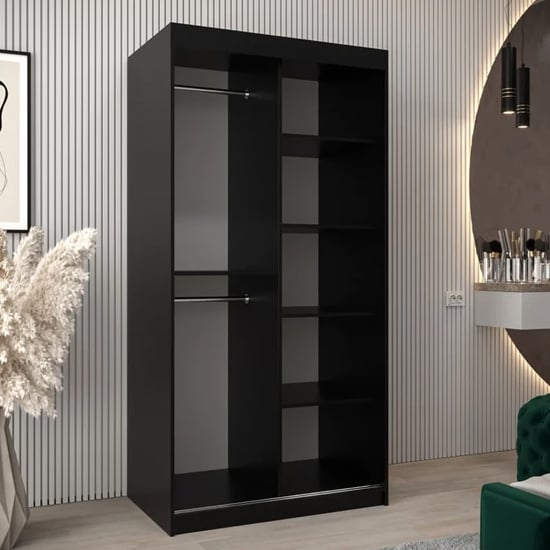 Vevey I Wooden Wardrobe 2 Sliding Doors 100cm In Black_2