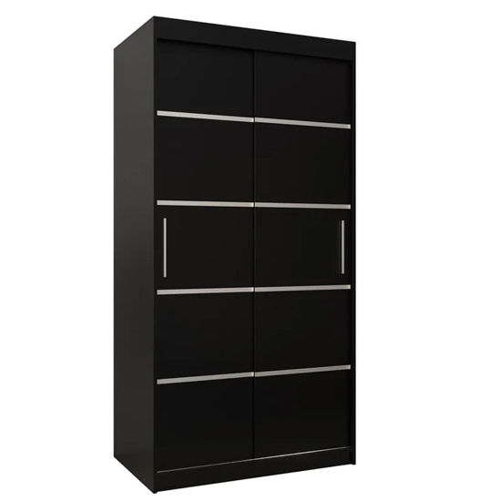 Vevey I Wooden Wardrobe 2 Sliding Doors 100cm In Black_4