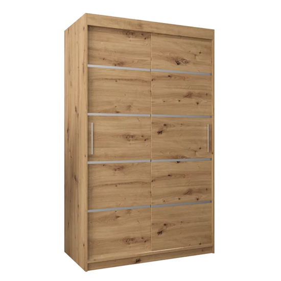Vevey I Wooden Wardrobe 2 Sliding Doors 120cm In Artisan Oak