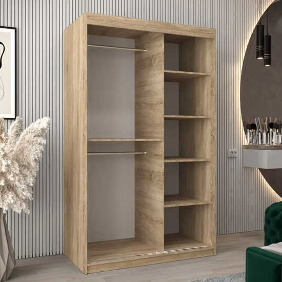 Vevey I Wooden Wardrobe 2 Sliding Doors 120cm In Sonoma Oak