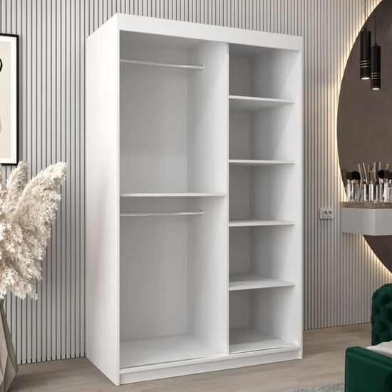 Vevey I Wooden Wardrobe 2 Sliding Doors 120cm In White