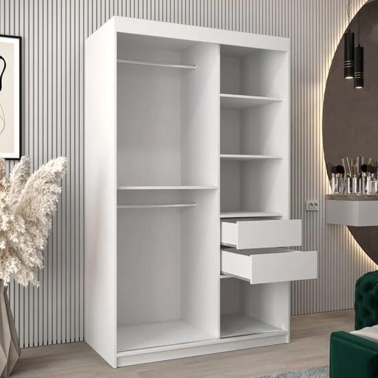 Vevey I Wooden Wardrobe 2 Sliding Doors 120cm In White