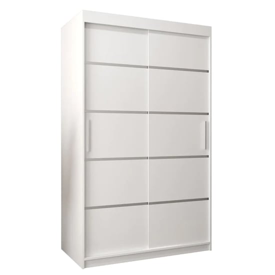 Vevey I Wooden Wardrobe 2 Sliding Doors 120cm In White