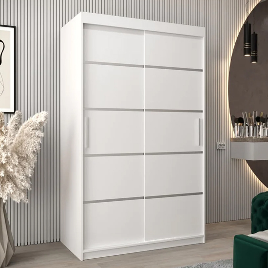 Vevey I Wooden Wardrobe 2 Sliding Doors 120cm In White