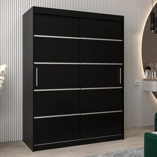 Read more about Vevey i wooden wardrobe 2 sliding doors 150cm in black