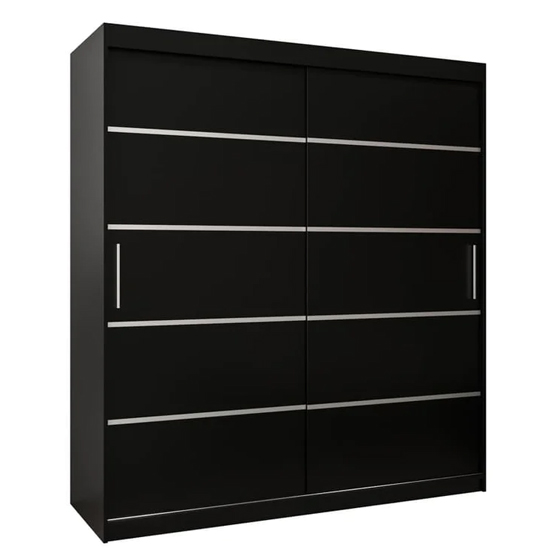 Vevey I Wooden Wardrobe 2 Sliding Doors 180cm In Black