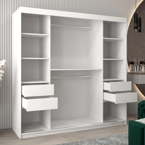 Vevey I Wooden Wardrobe 2 Sliding Doors 200cm In White