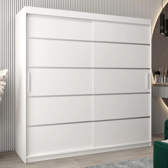 Read more about Vevey i wooden wardrobe 2 sliding doors 200cm in white