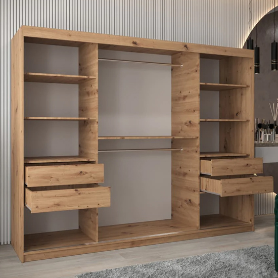 Vevey I Wooden Wardrobe 3 Sliding Doors 250cm In Artisan Oak