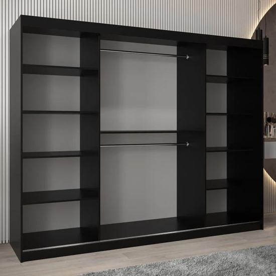 Vevey I Wooden Wardrobe 3 Sliding Doors 250cm In Black