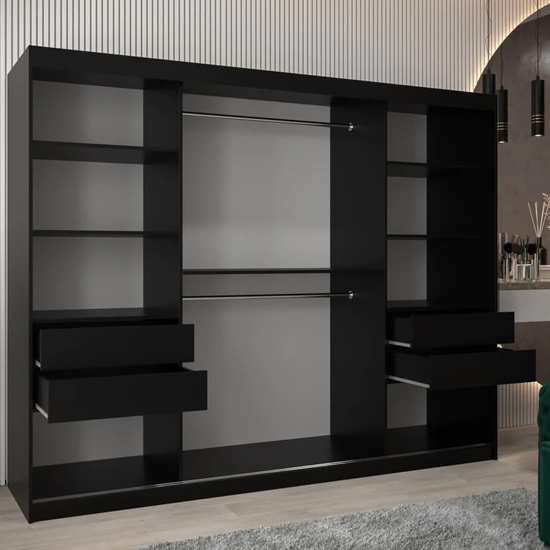 Vevey I Wooden Wardrobe 3 Sliding Doors 250cm In Black