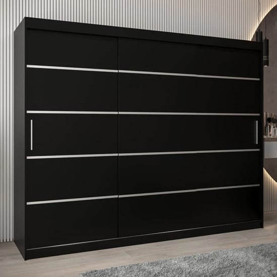 Read more about Vevey i wooden wardrobe 3 sliding doors 250cm in black
