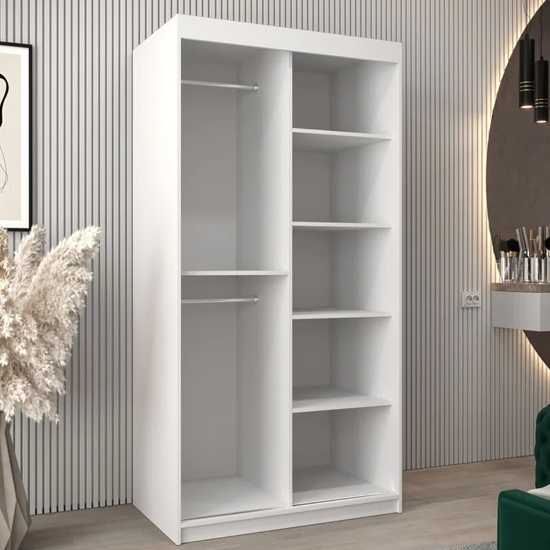 Vevey II Mirrored Wardrobe 2 Sliding Doors 100cm In White