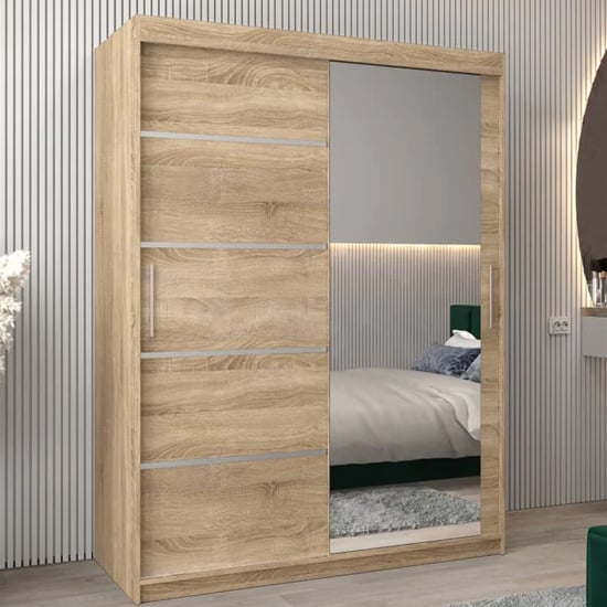 Read more about Vevey ii mirrored wardrobe 2 sliding doors 150cm in sonoma oak