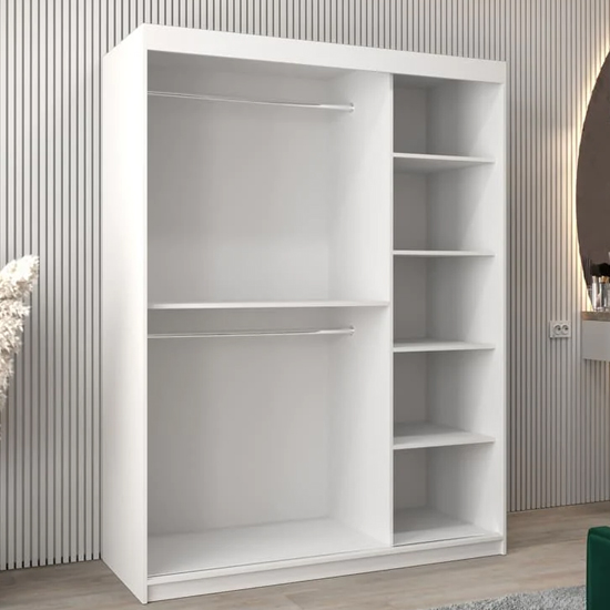 Vevey II Mirrored Wardrobe 2 Sliding Doors 150cm In White