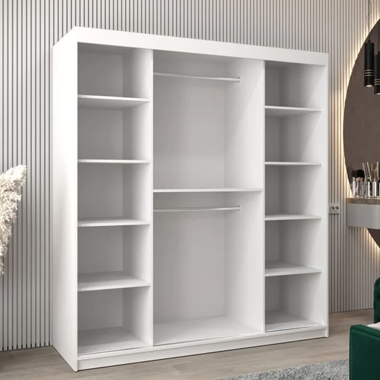 Vevey II Mirrored Wardrobe 2 Sliding Doors 180cm In White