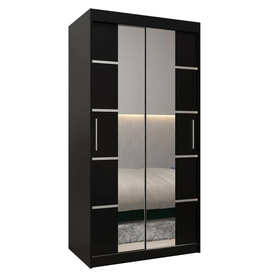 Vevey III Mirrored Wardrobe 2 Sliding Doors 100cm In Black
