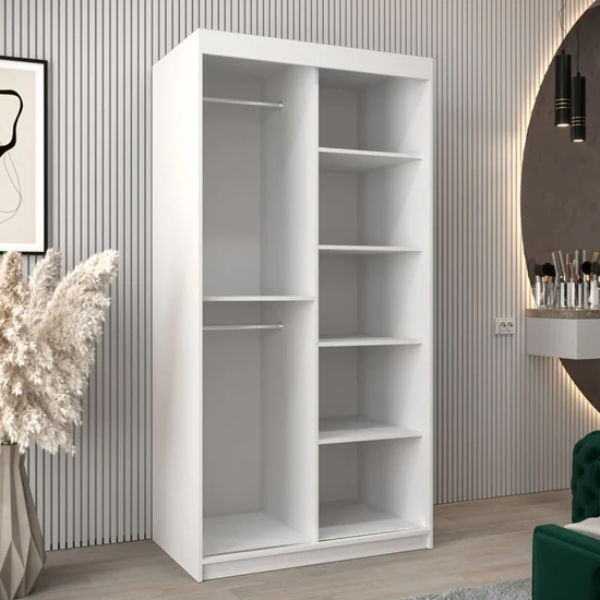 Vevey III Mirrored Wardrobe 2 Sliding Doors 100cm In White