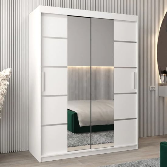 Read more about Vevey iii mirrored wardrobe 2 sliding doors 150cm in white