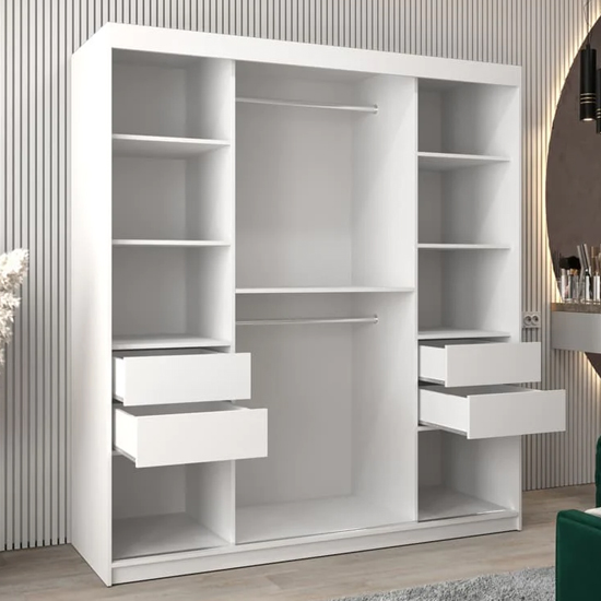 Vevey III Mirrored Wardrobe 2 Sliding Doors 180cm In White