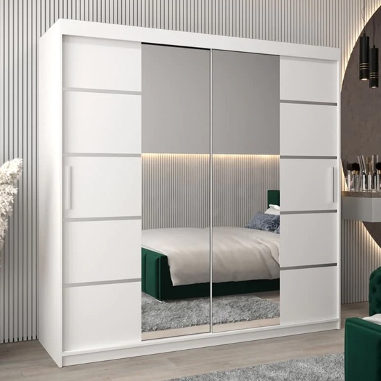 Read more about Vevey iii mirrored wardrobe 2 sliding doors 200cm in white