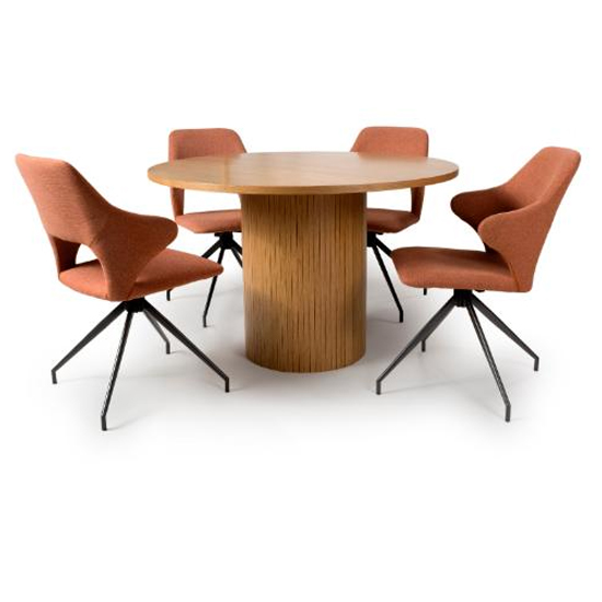 Read more about Vevey dining table in natural oak with 4 vercelli brick chairs