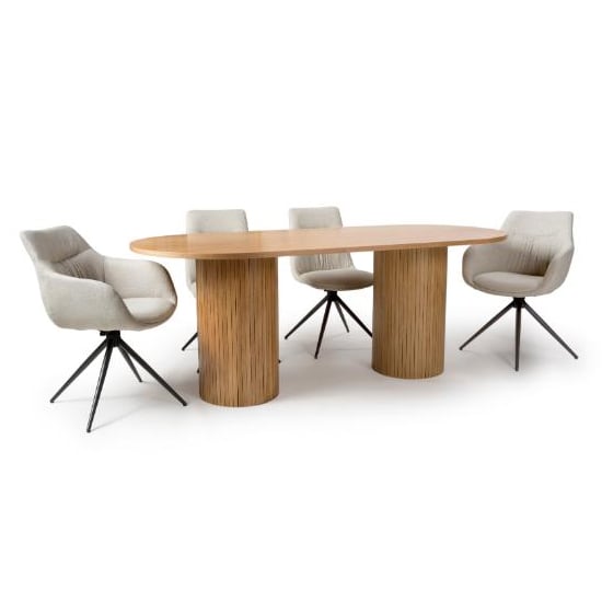 Product photograph of Vevey Dining Table Oval In Natural Oak 6 Buxton Natural Chairs from Furniture in Fashion